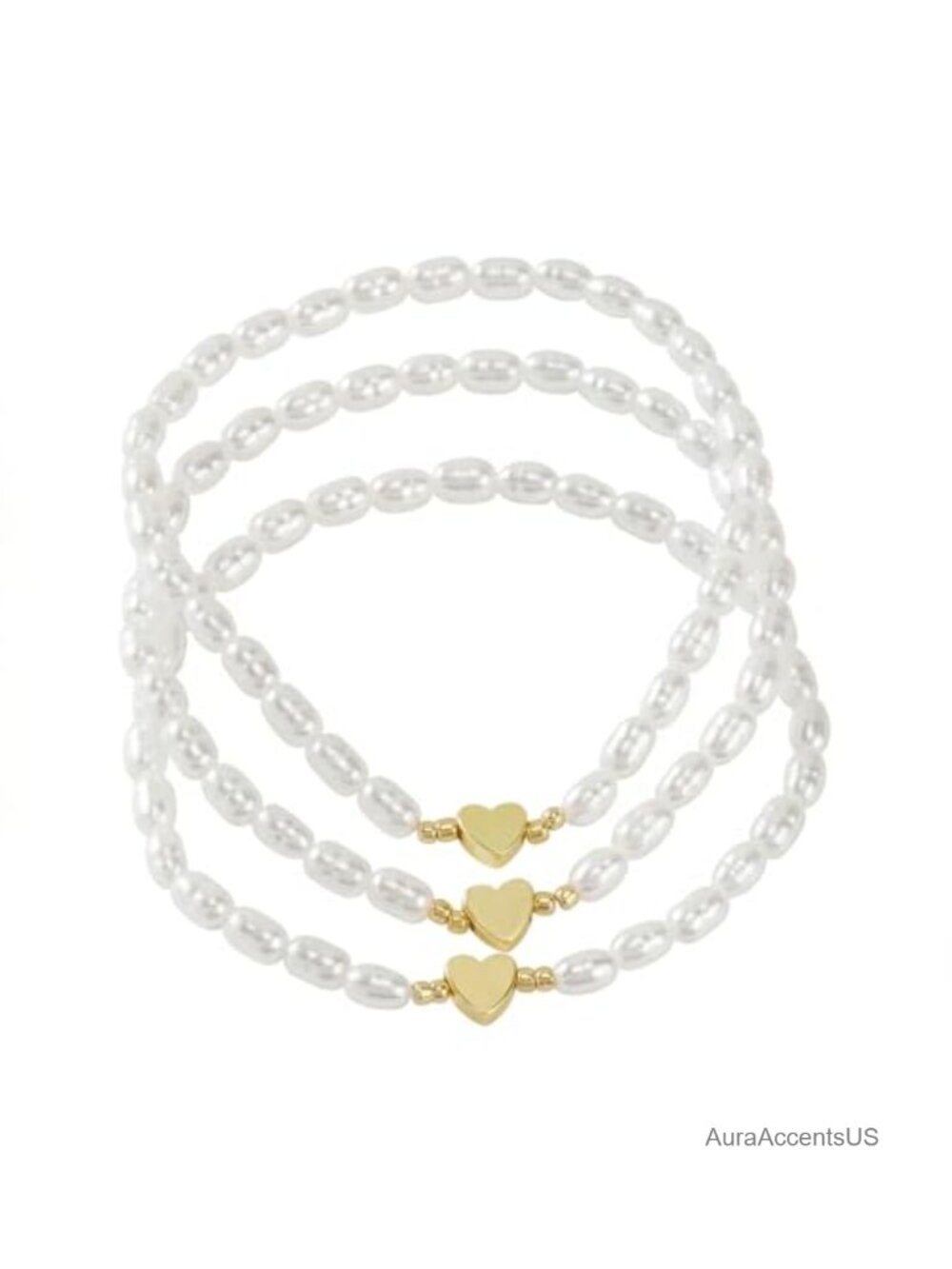 Freshwater Pearl Beaded Bracelet Set - 3 Stackable Stretch Bracelets with